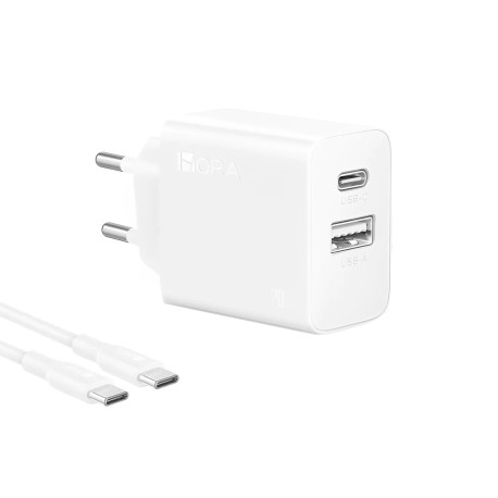 CARGADOR 1HORA (USB C+ USB A) 20W / CABLE TIPO C 3A